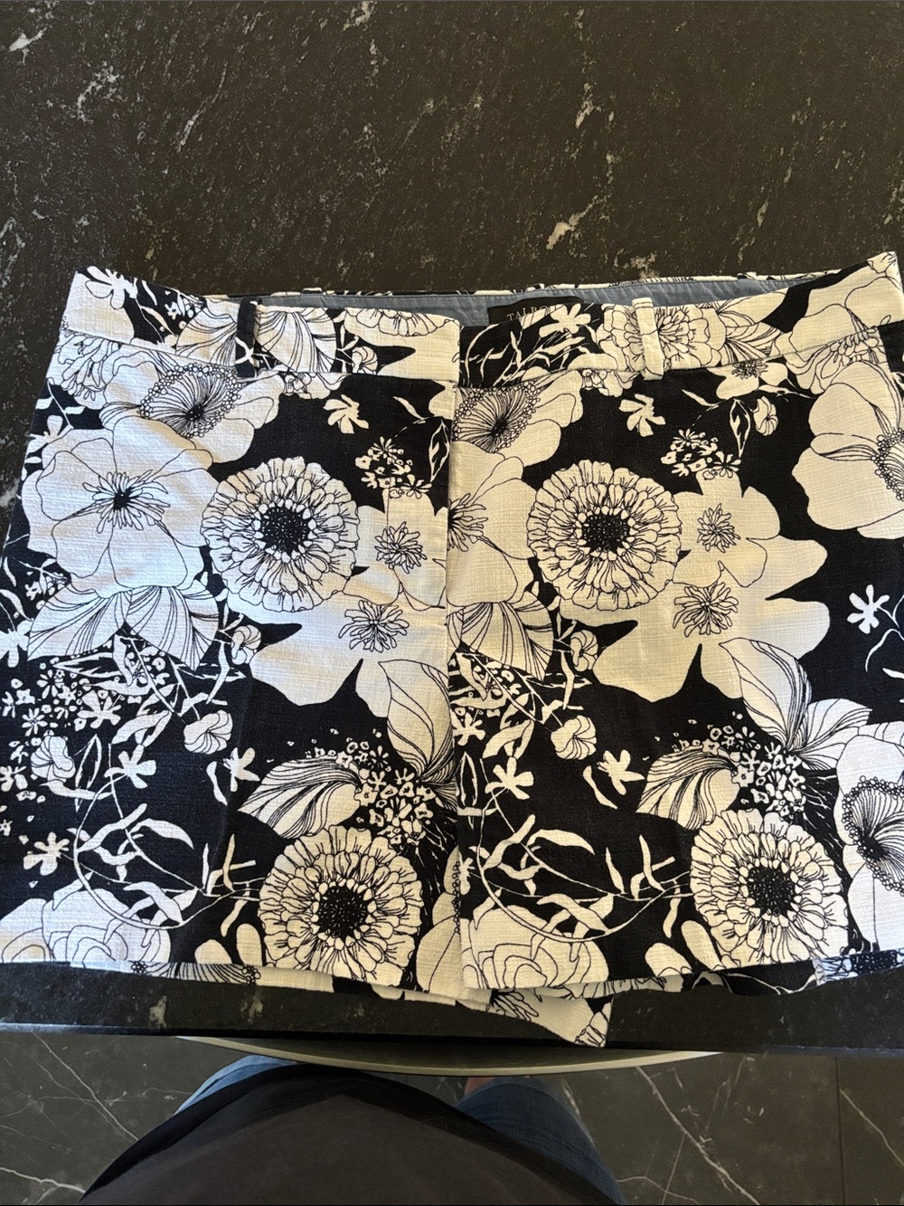 Talbots Black and White Floral Shorts